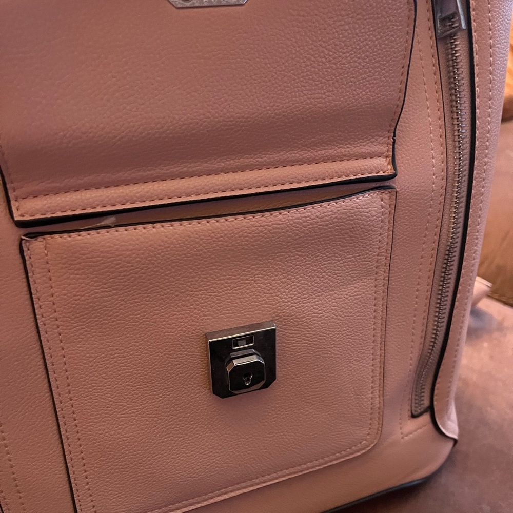 Chic Pink Backpack with Structured Design and Metal Accents - Picture 6 of 8